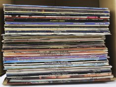 A collection of vinyl records.