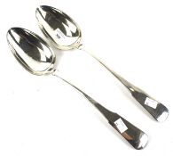 A pair of large Italian silver-plated serving or basting spoons.