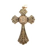 A contemporary yellow metal Celtic cross. With pierced and engraved details, stamped '325', 4.