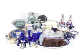 A group of mostly blue and white ceramics. Including bowls and jugs, etc.