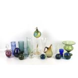 An assortment of coloured glassware.