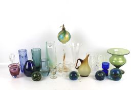 An assortment of coloured glassware.