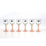 A set of six vintage Babycham 'Silver Cherries' drinking glasses.