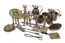 A collection of assorted vintage copper and brassware.