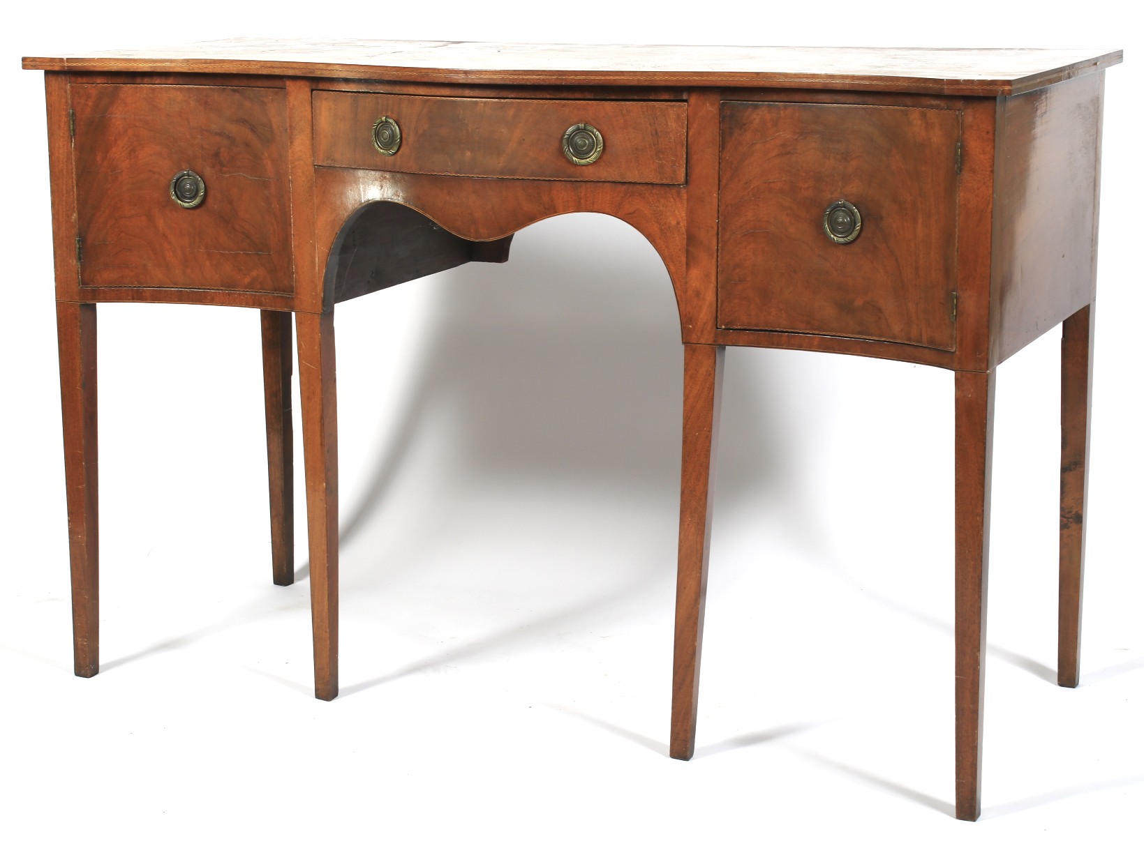 A 19th century mahogany serpentine sideboard.