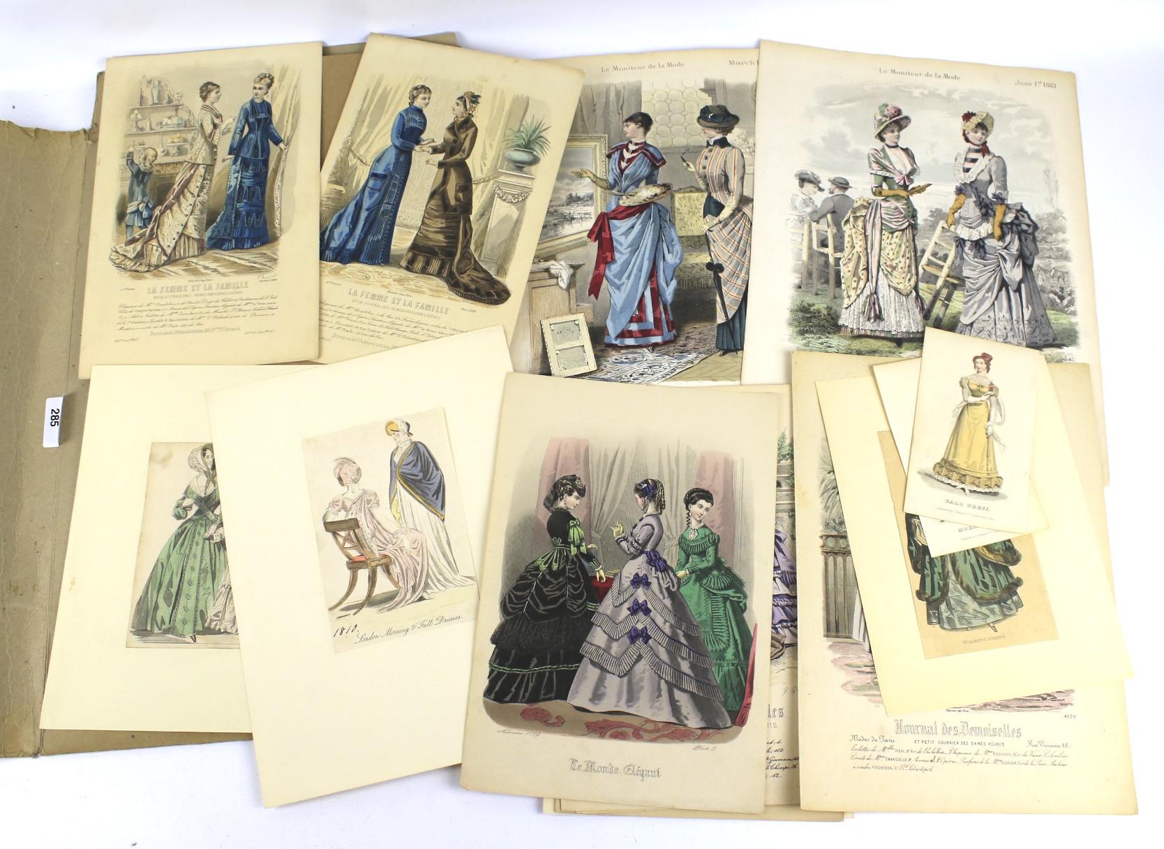 A collection of 19th century prints featuring ladies fashion.