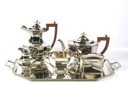 An Art Deco silver plated tea and coffee service.