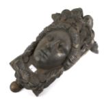 Architectural salvage - a substantial metal head of 'Amphitrite'.