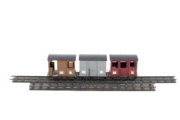 Three Mamod Steam railways tinplate carriages and guards van.