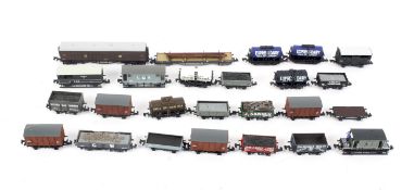 An unboxed collection of twenty N Gauge goods wagons.