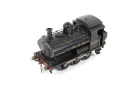 0 gauge LNER 0-6-0 6404 tank engine. Scratch built, with clockwork mechanism, no key.