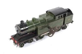 0 gauge LNER 4-6-2 Class 3 tank engine. Scratch built, with clockwork mechanism and key.