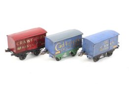Three Hornby O gauge rolling stock wagons.