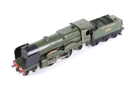 A Hornby O gauge tinplate clockwork No 3C 'Lord Nelson' locomotive and tender. 4-4-2, SR livery no.