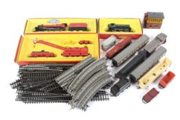 Hornby 00 gauge GWR 0-6-0 locomotive and track rolling stock. Boxed.