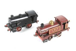 Two Hornby O gauge tinplate clockwork locomotives.