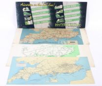 Four Southern Region Railways maps and advertisement