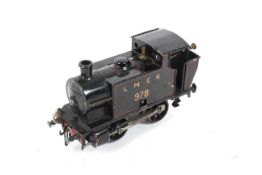 0 gauge LNER 0-4-0 978 tank engine. Scratch built, with clockwork mechanism, sold without key.