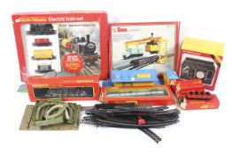 An assortment of OO gauge trains, mostly Hornby.