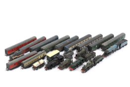 00 gauge collection including locomotive, wagons and coaches.