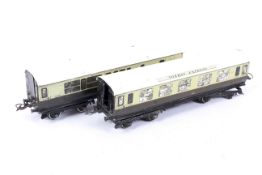 Two Hornby O gauge No 2 carriages.
