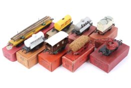 A collection of nine boxed Hornby O gauge rolling stock wagons.