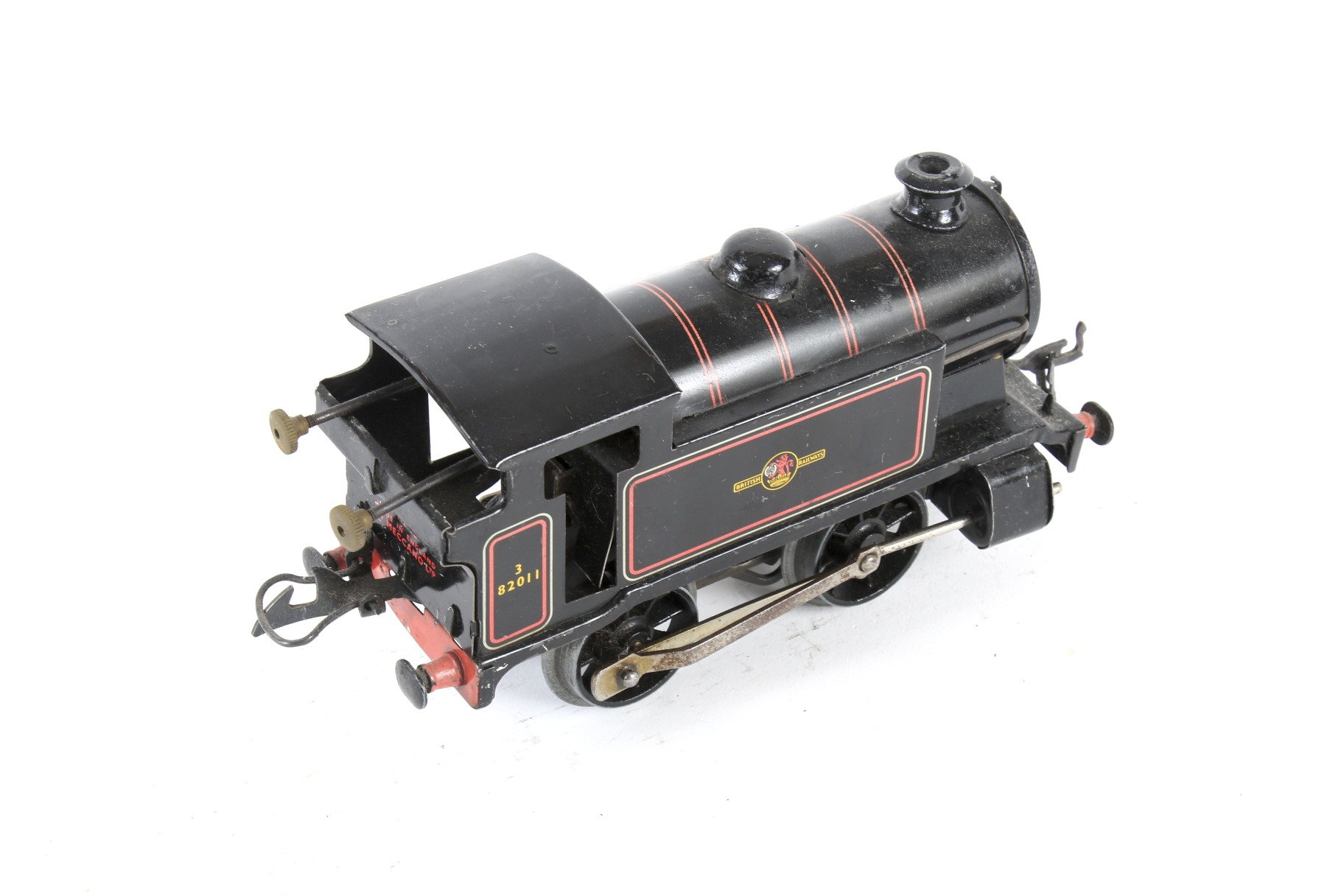 A Hornby O gauge tinplate clockwork locomotive. 0-4-0, BR livery, no. - Image 2 of 2