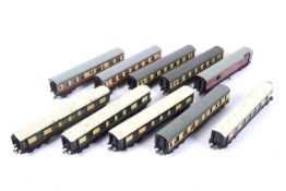 A collection of ten 00 gauge unboxed coaches.