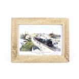 Limited edition signed print, 053/500, The Last Pines Express, Radstock Station, framed.