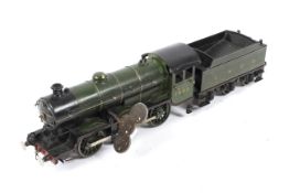 0 gauge LNER 0-6-0 1448 locomotive with tender. Scratch built, clockwork mechanism with key.