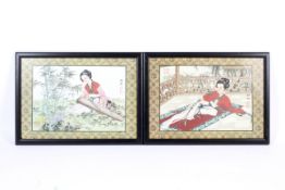 A pair of framed Chinese Republic style