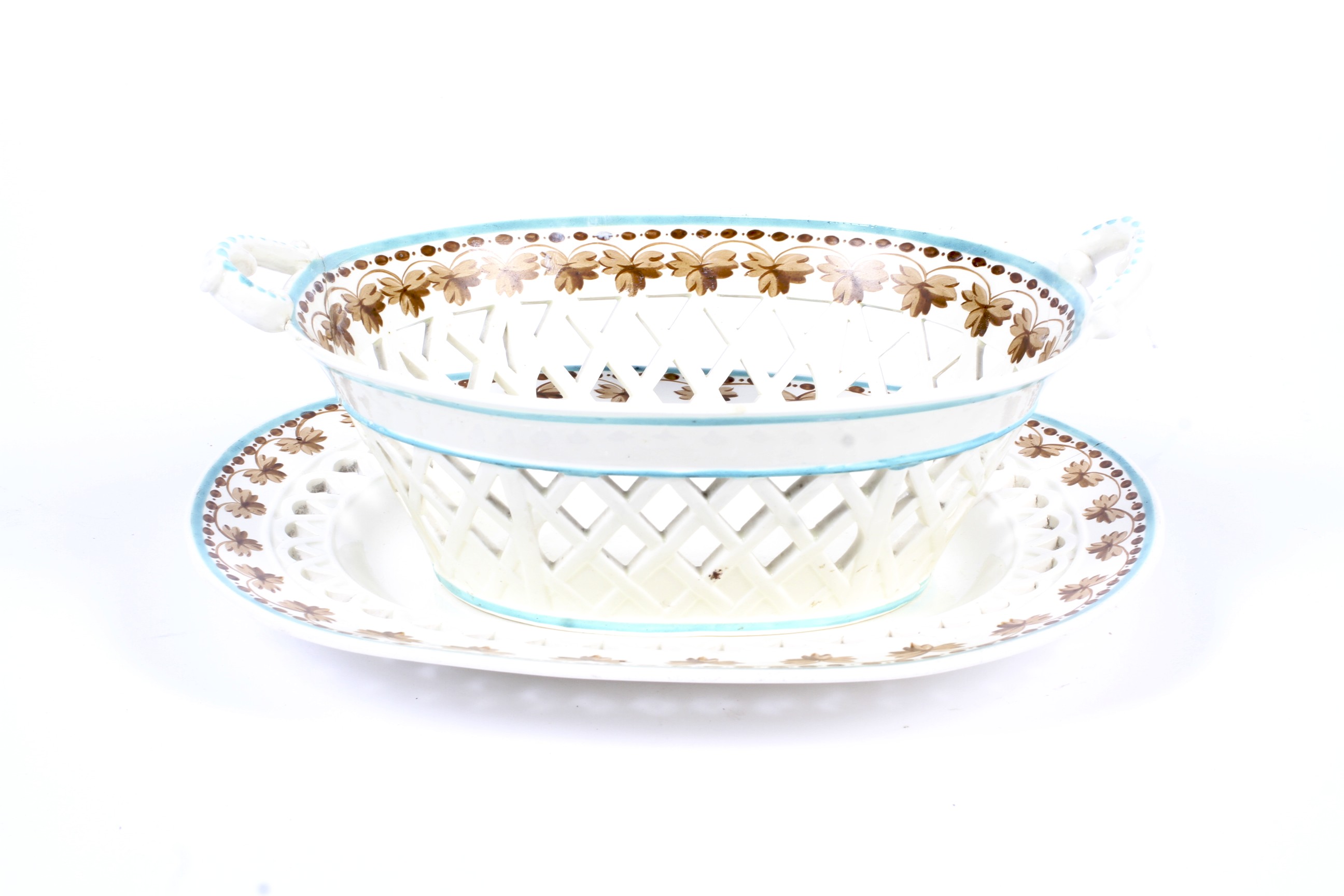 A Davenport creamware oval two-handled b