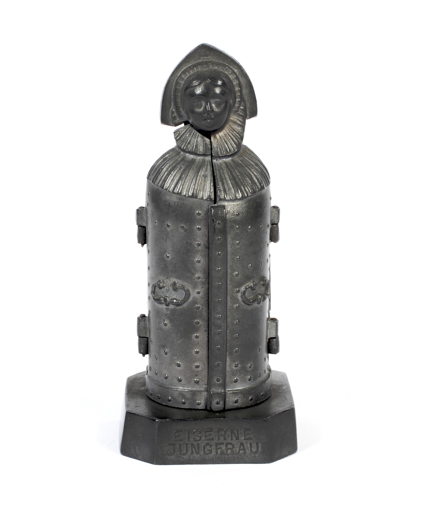 A pewter miniature model of an Iron Maid