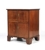 An Edwardian mahogany inlaid bedside cab