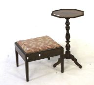 A mahogany Georgian style tilt top wine table and a stool.