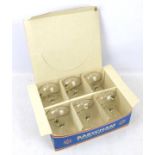 Pack of Babycham glasses in box. Pack of six glasses in original box.