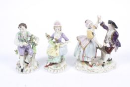 Three Sitzendorf of Germany porcelain figurines.