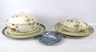 A group of vintage china. Including Royal Doulton, Devon Ware, etc, with platters and tureens, etc.