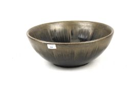 Ceramic bowl. Black and bronze style finish, D42cm.