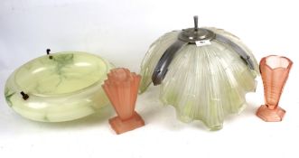 Art deco celing light and other deco style items.