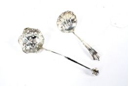A silver sugar sifter ladle with shell shaped bowl. Maker James Deakin & Sons, Sheffield 1900, 17.