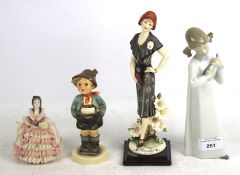 A collection of lady figurines. Featuring Lladro and Armani, etc.
