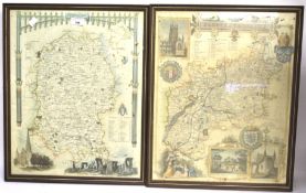 Two maps in frames. Showing Wiltshire and Gloucestershire, one frame showing damage, H54cm x W44cm.