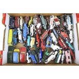 A box of assorted playworn vintage diecast model vehicles. Including Dinky, Corgi and Lesney.