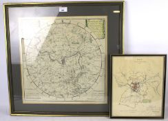 W Hibbard map of Bath and a similar map of Bath. In frames, Bath map dated 1831.