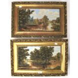 A pair of watercolours by RD Beaton. Both show landscape scenes, H39cm x W60cm.