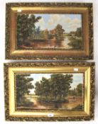 A pair of watercolours by RD Beaton. Both show landscape scenes, H39cm x W60cm.