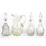 Collection of 20th century glassware decanters.