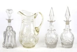 Collection of 20th century glassware decanters.