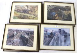 Seven Terence Cuneo (1907-1996) prints.